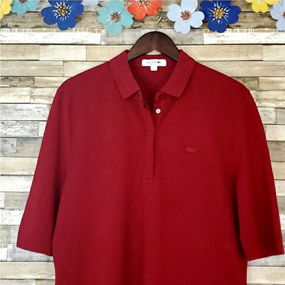 Burgundy Lacoste 1/2 Sleeve Polo - Picture 3 of 8